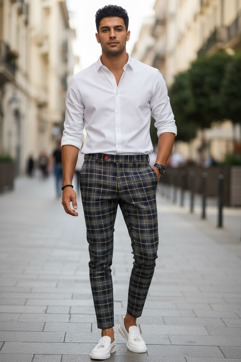 Pantaloni barbati eleganti in carouri B8508    Z35-2