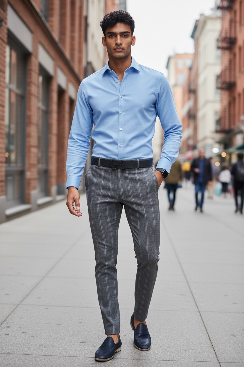 Pantaloni barbati casual regular fit gri B1551 I19