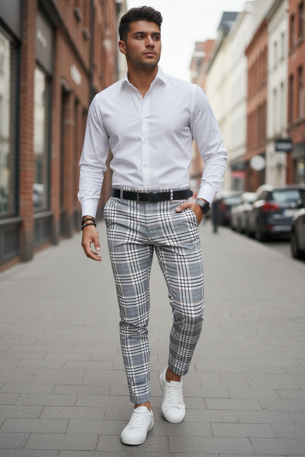 Pantaloni barbati eleganti in carouri B1743 I16-2  U4-1