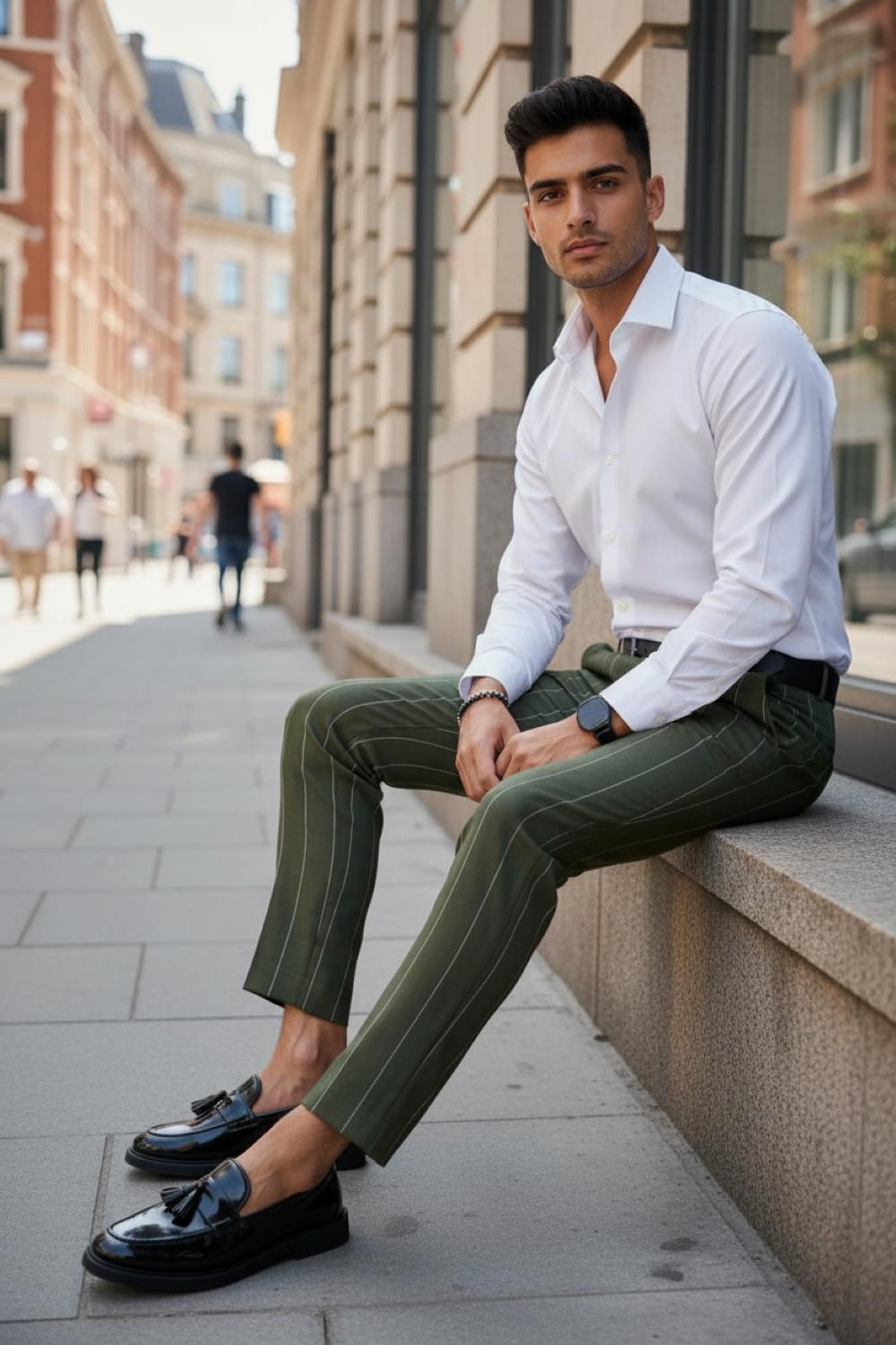 Pantaloni barbati casual regular fit kaki B1798 B6-5.1 U2