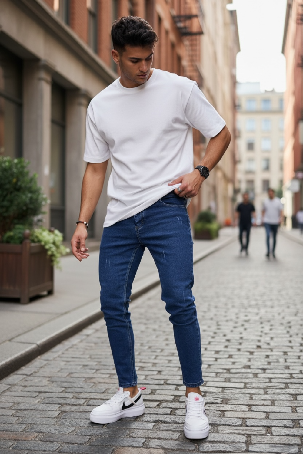 Blugi barbati conici bleumarin 3091