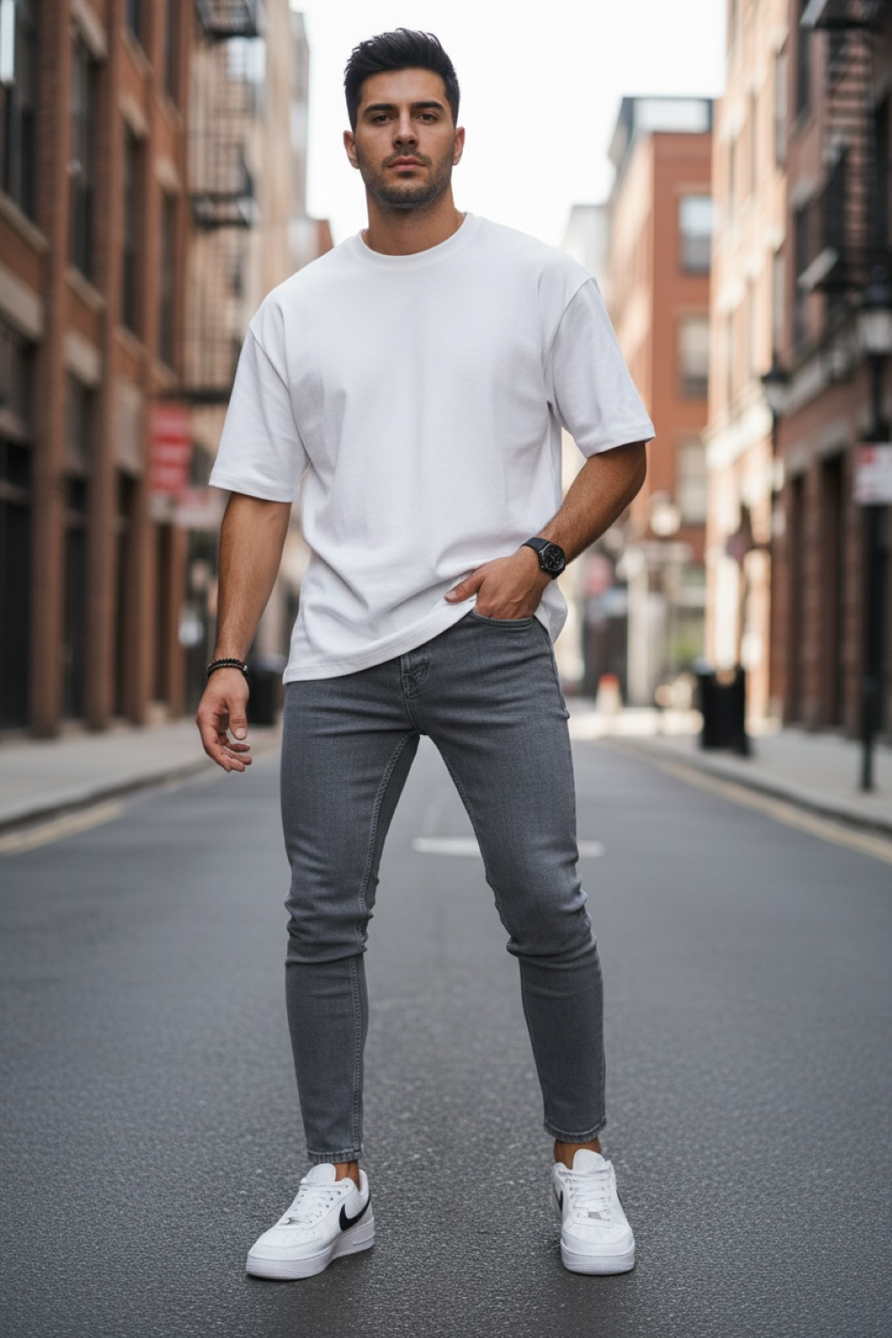 Blugi barbati conici gri 3951