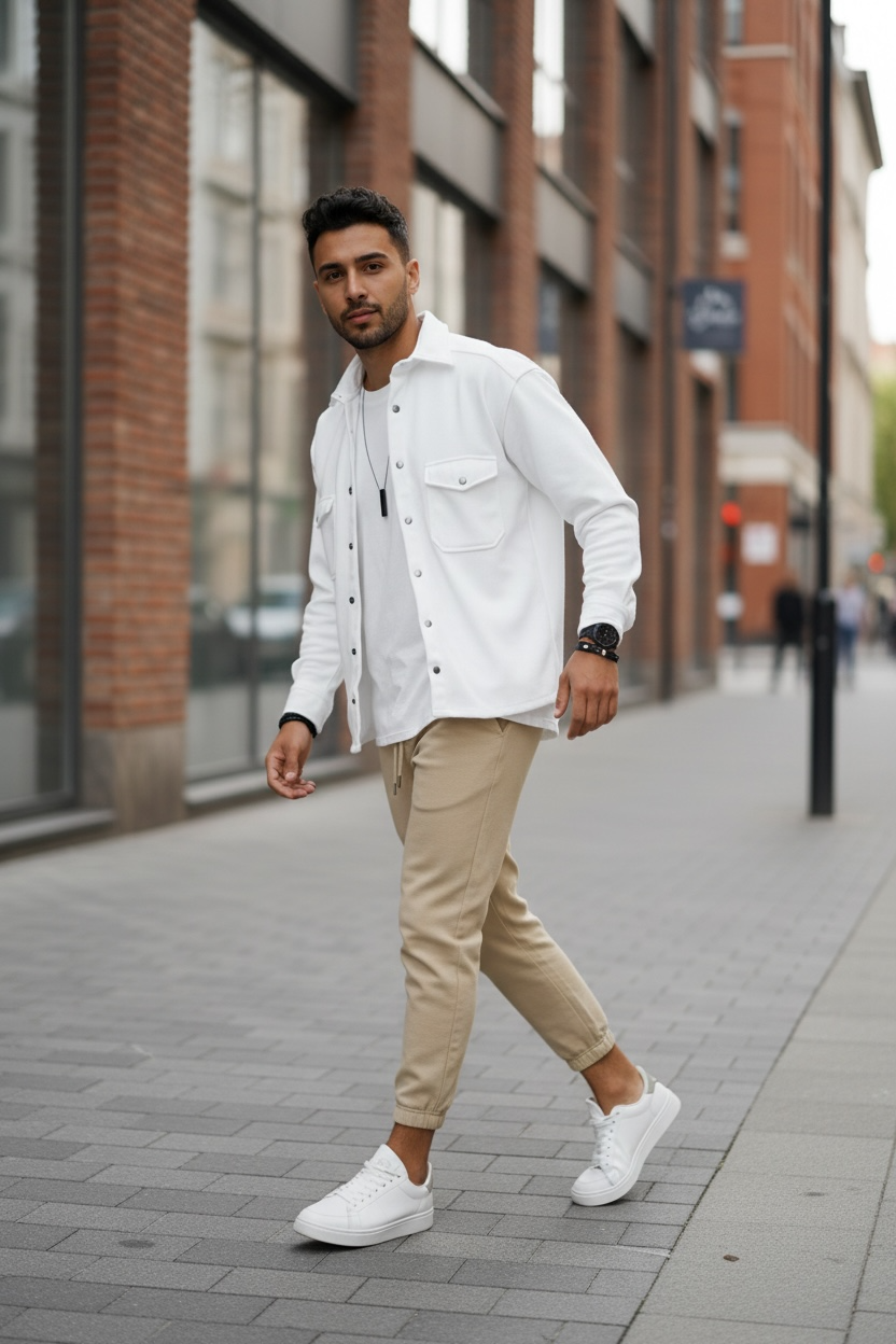 Camasa barbati casual alba 12910  127-2