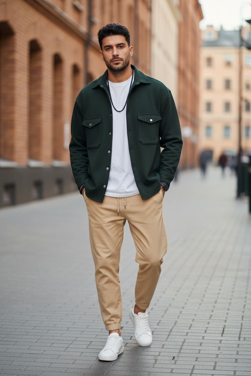 Camasa barbati casual kaki 12910  K2