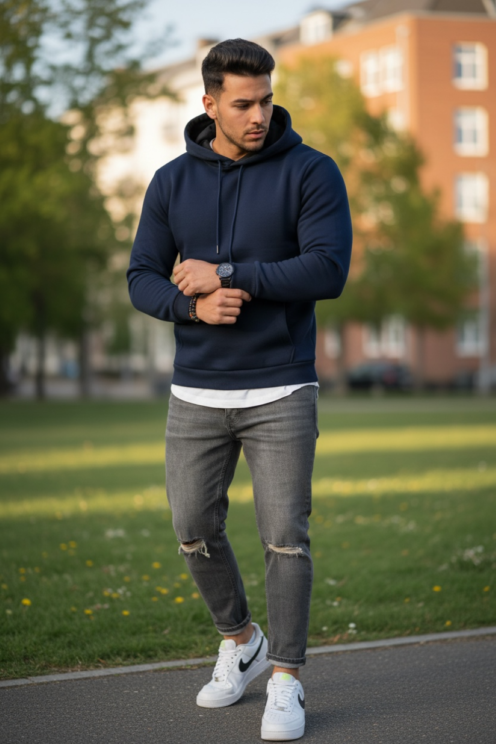 Hanorac barbati slim fit  bleumarin 13411