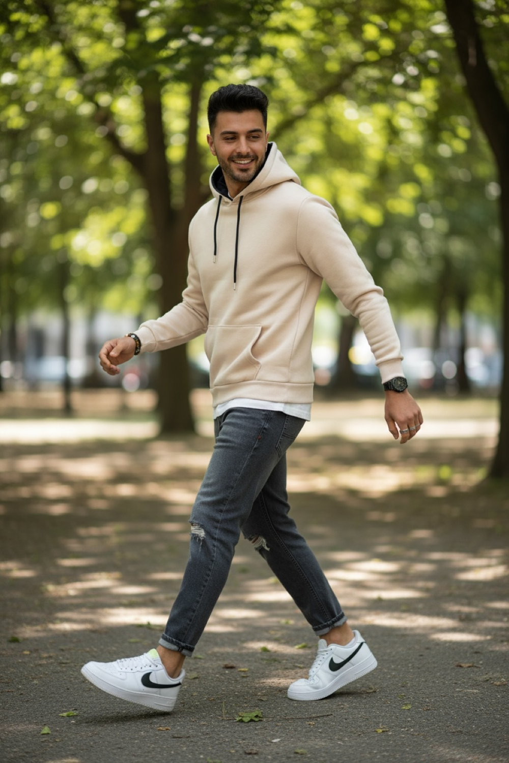 Hanorac barbati slim fit  crem 13411