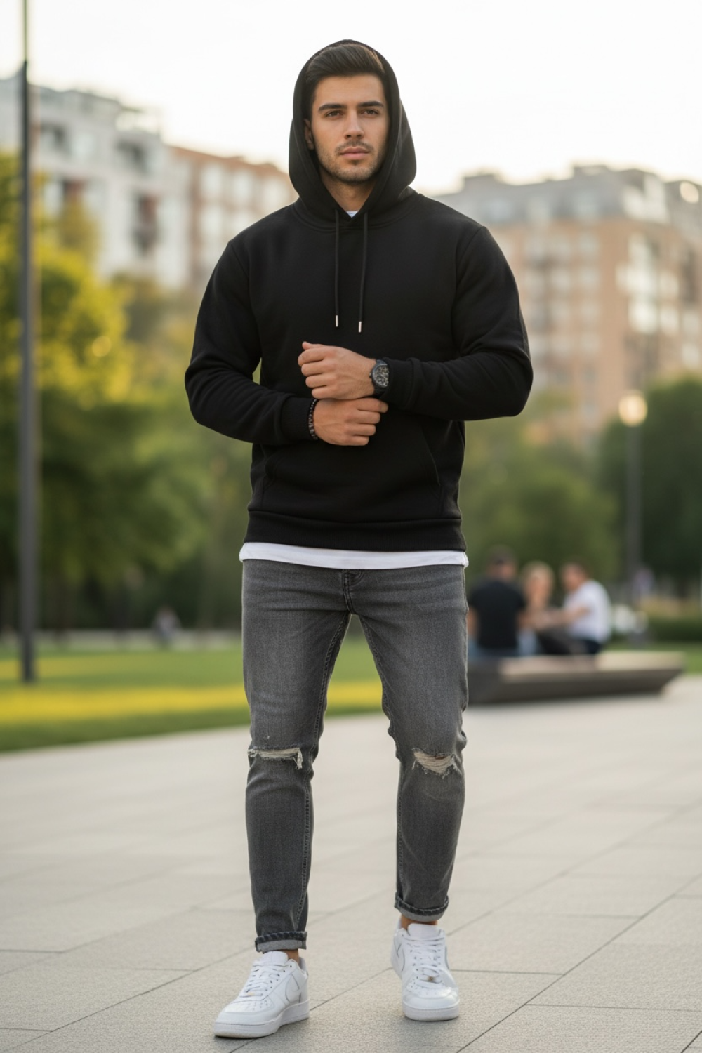 Hanorac barbati slim fit  negru 13411