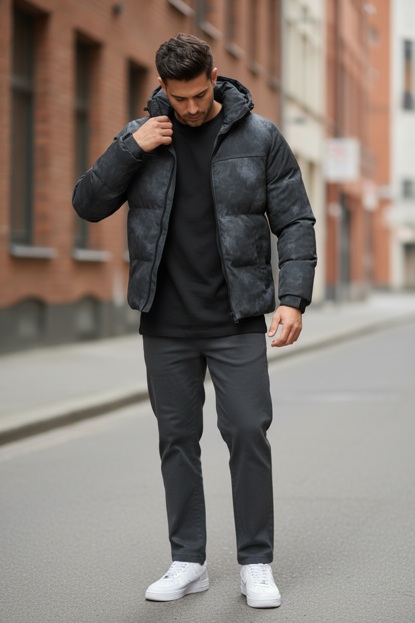 Geaca barbati groasa de iarna  neagra 2602