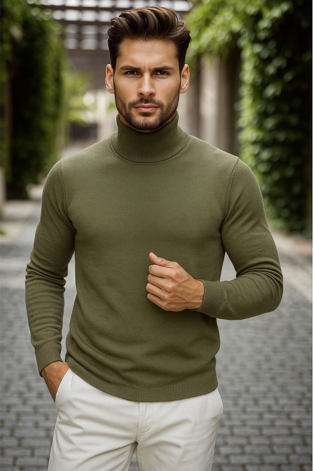 Helanca barbati slim fit kaki 13416