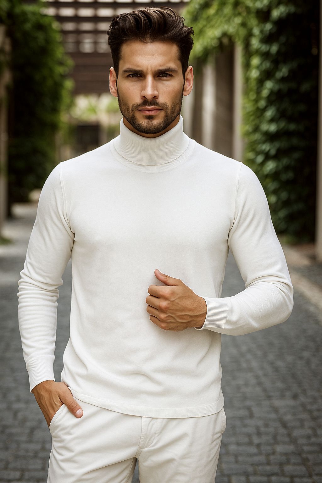 Helanca barbati slim fit alba 13416