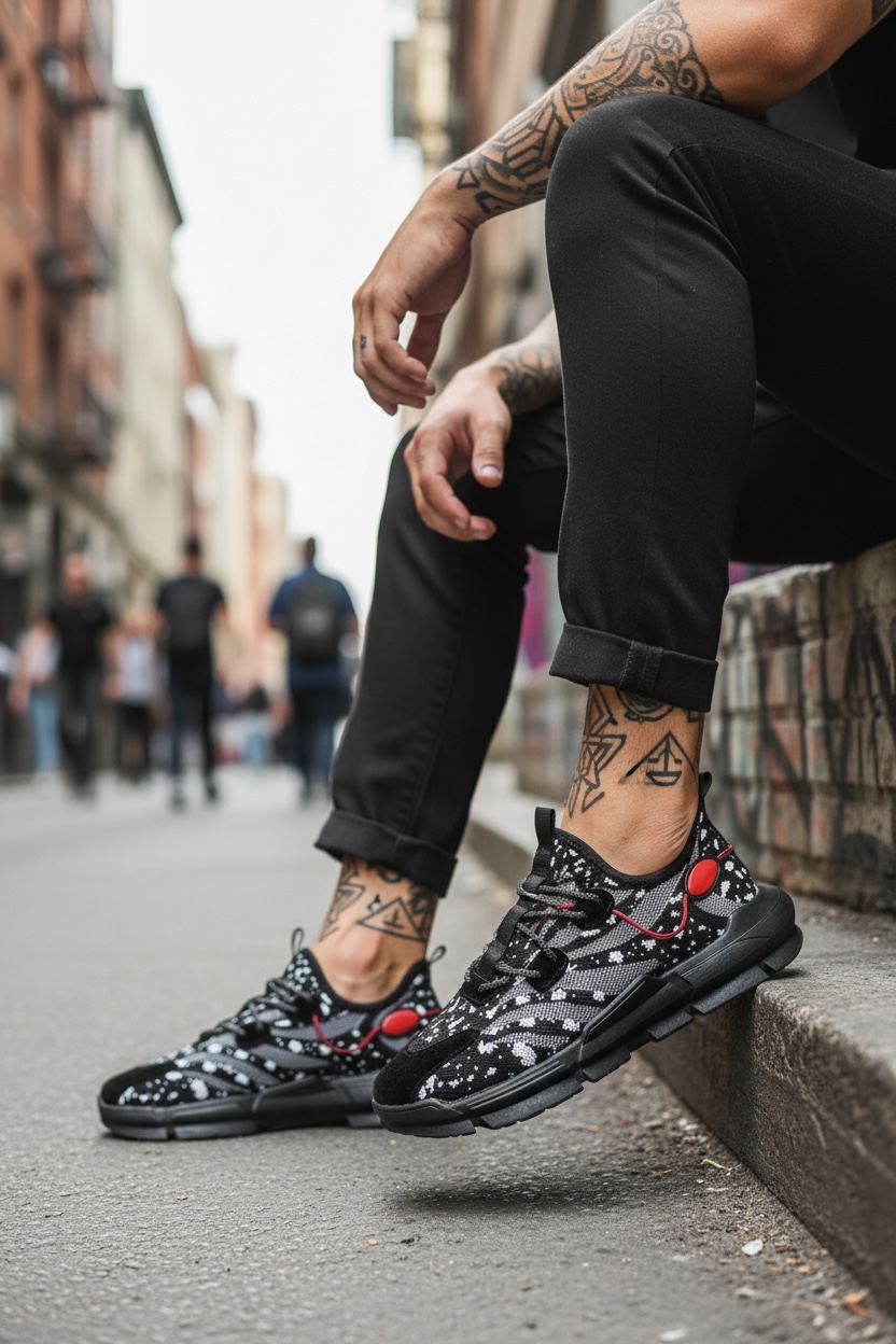 Adidasi barbati  negri din panza DH52 T5-3