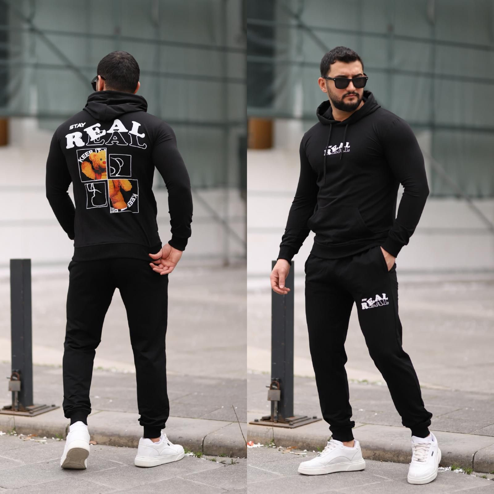 Trening barbati slim fit negru  Pantaloni + Hanorac  13354