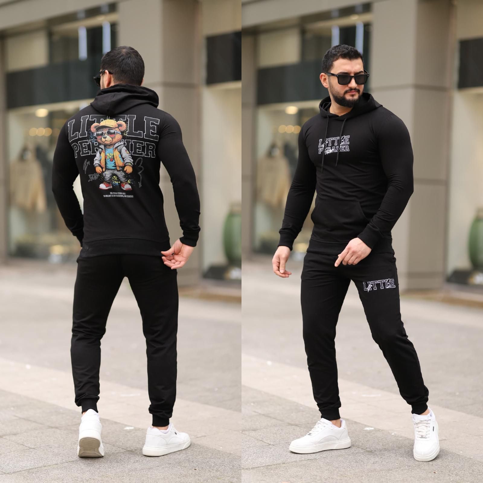 Trening barbati slim fit negru  Pantaloni + Hanorac  13349