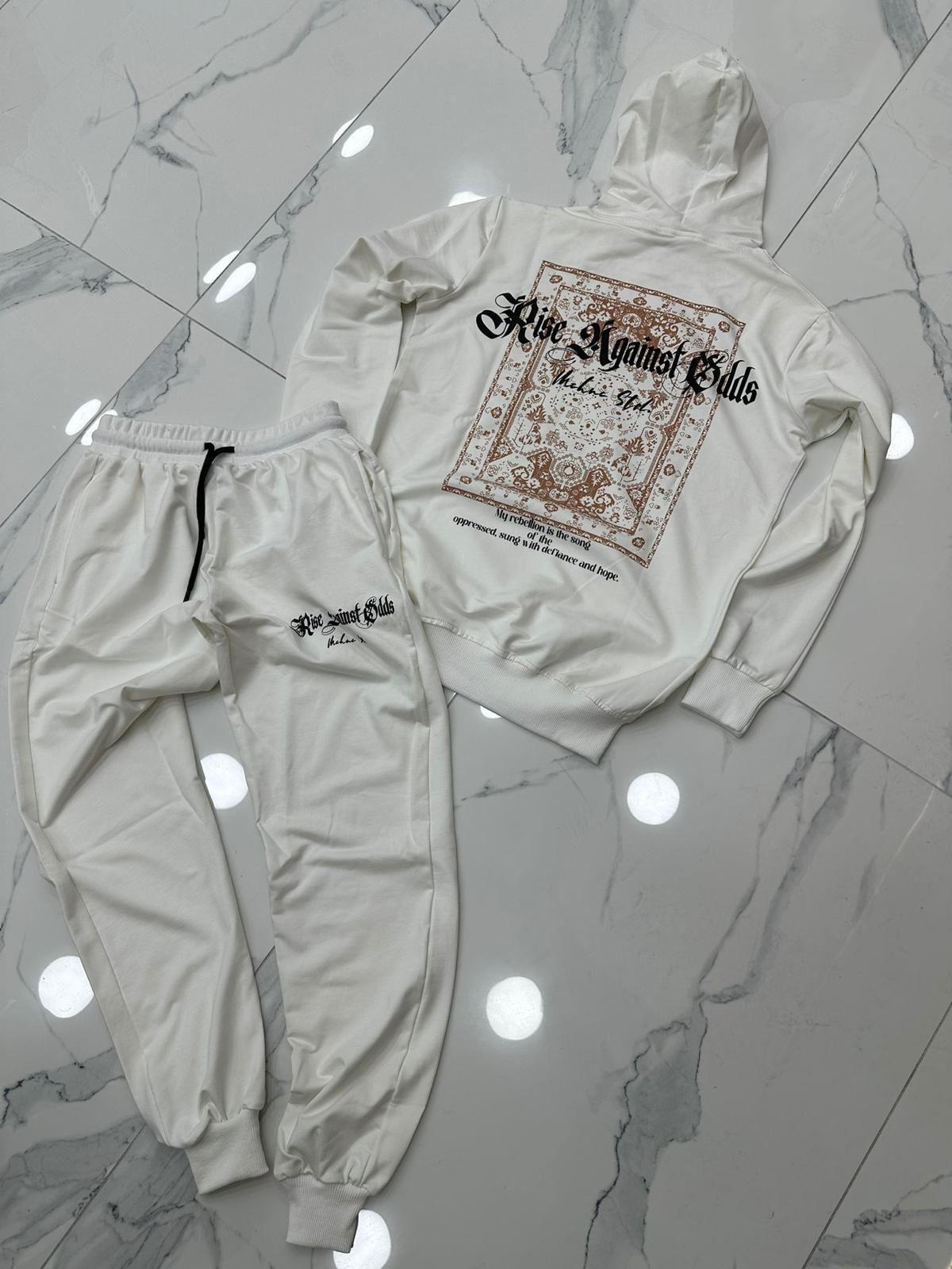 Trening barbati slim fit alb  Pantaloni + Hanorac  13350