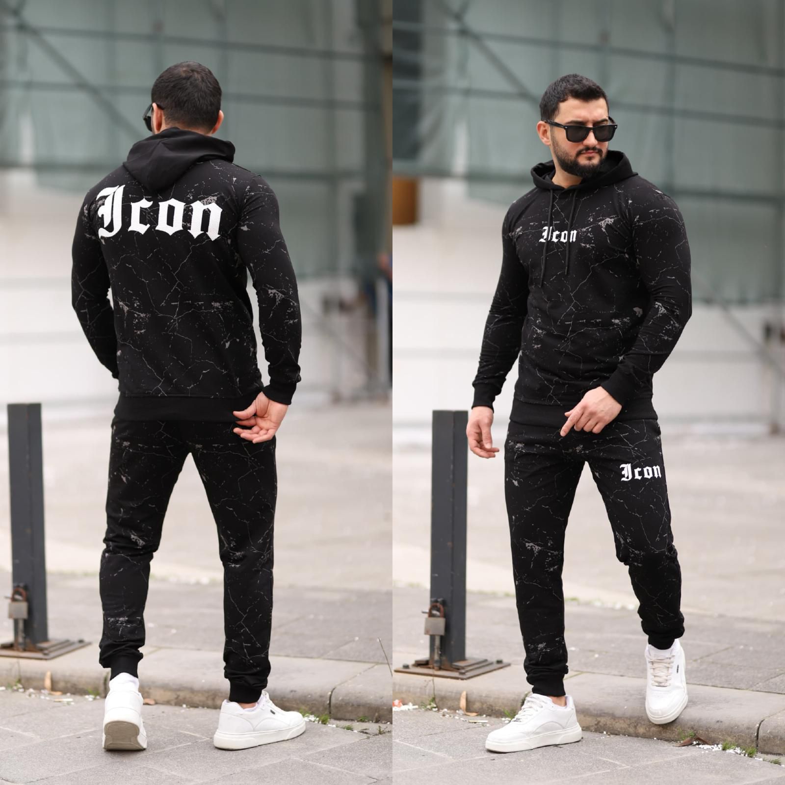 Trening barbati slim fit negru   Pantaloni + Hanorac  13351