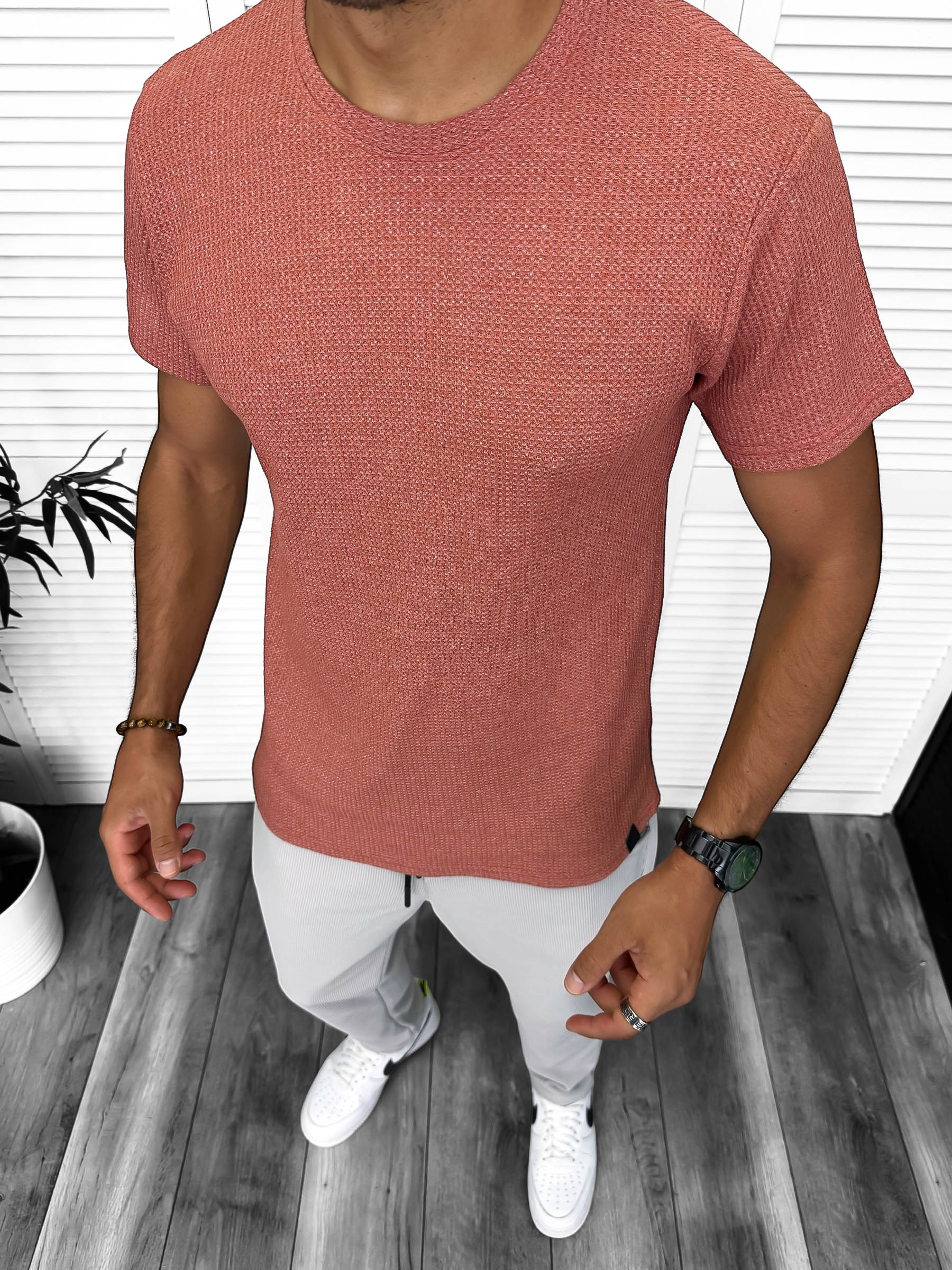 Tricou barbati corai  slim fit 13318