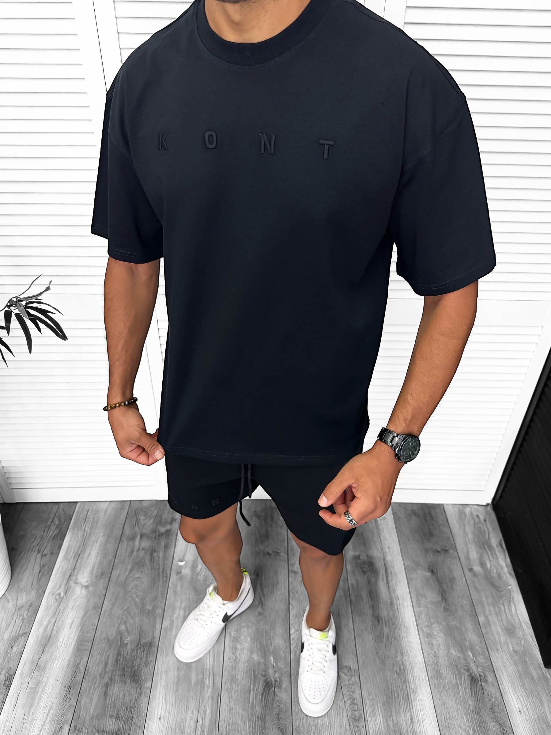 Compleu de vara tricou + pantaloni  negru  13319