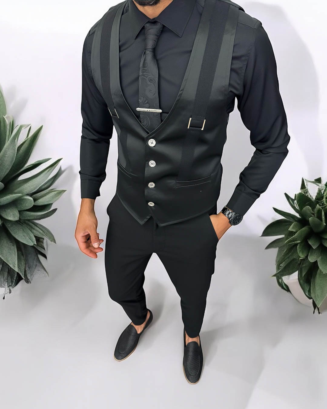 Vesta barbati eleganta slim fit  neagra   13258 Q1-4*
