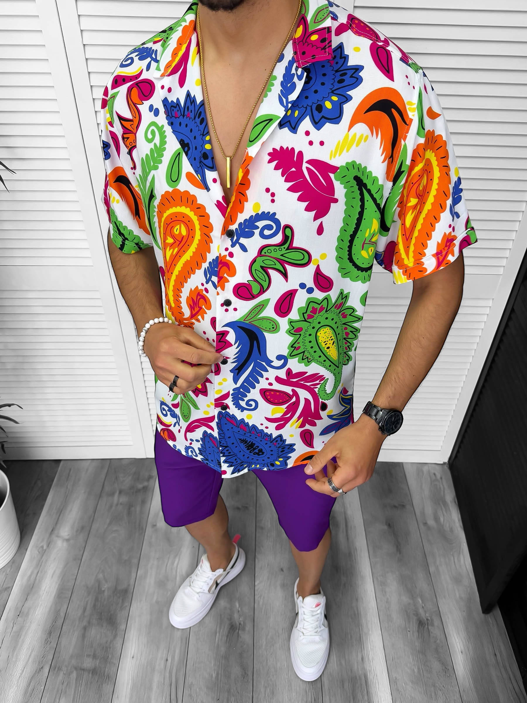 Compleu de vara camasa imprimeu  + pantaloni 13222
