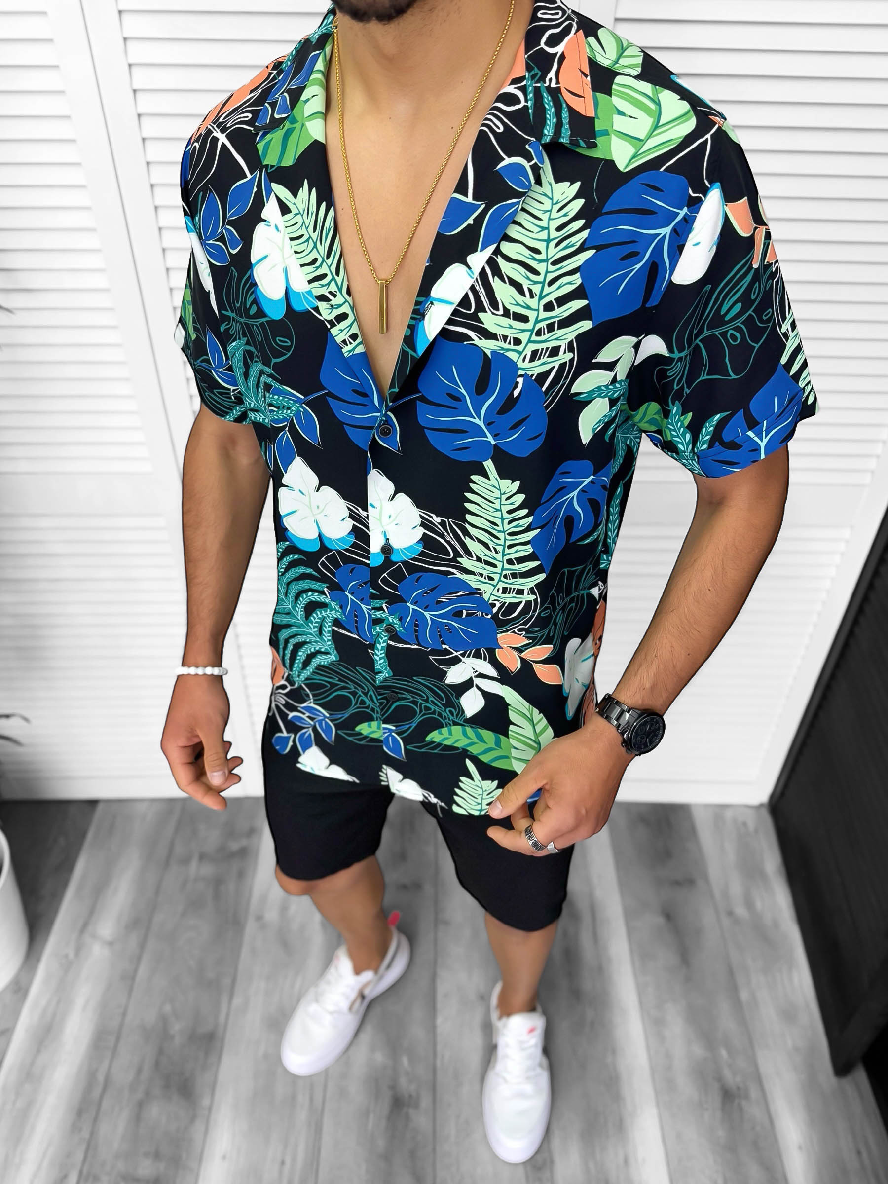 Compleu de vara camasa imprimeu  + pantaloni 13228