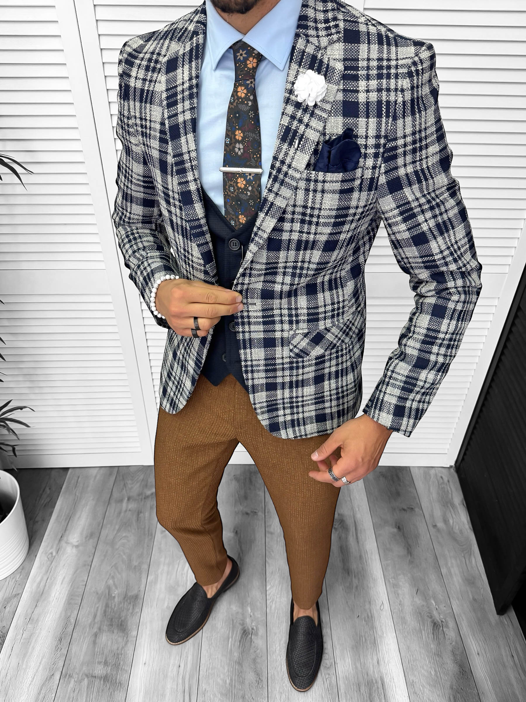 Sacou barbati slim fit bleumarin 13197  12