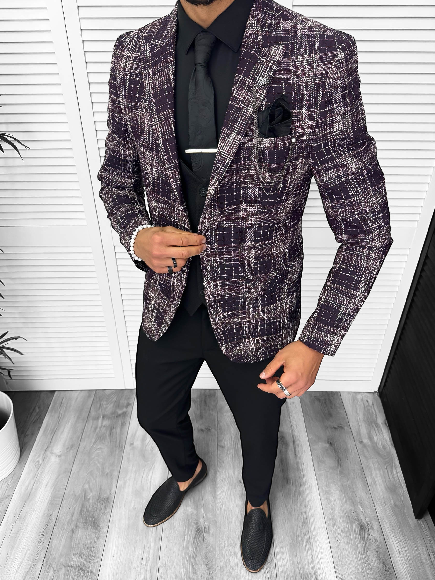 Sacou barbati slim fit grena 13197  111-2