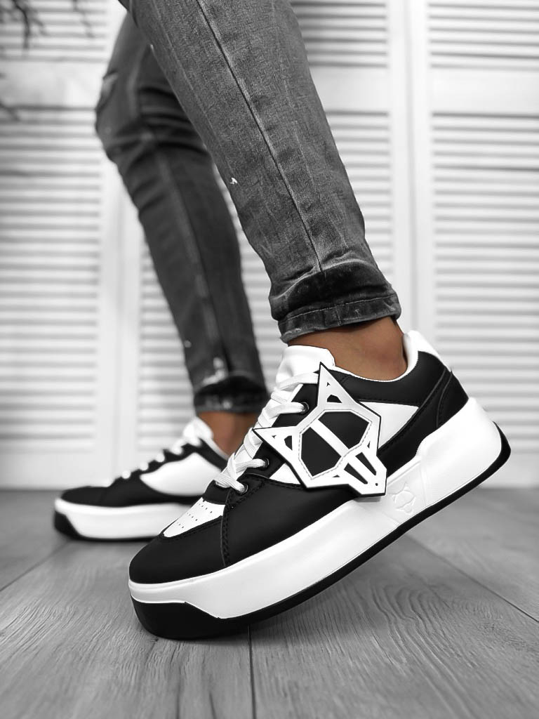 Adidasi barbati casual   albi cu negru 080