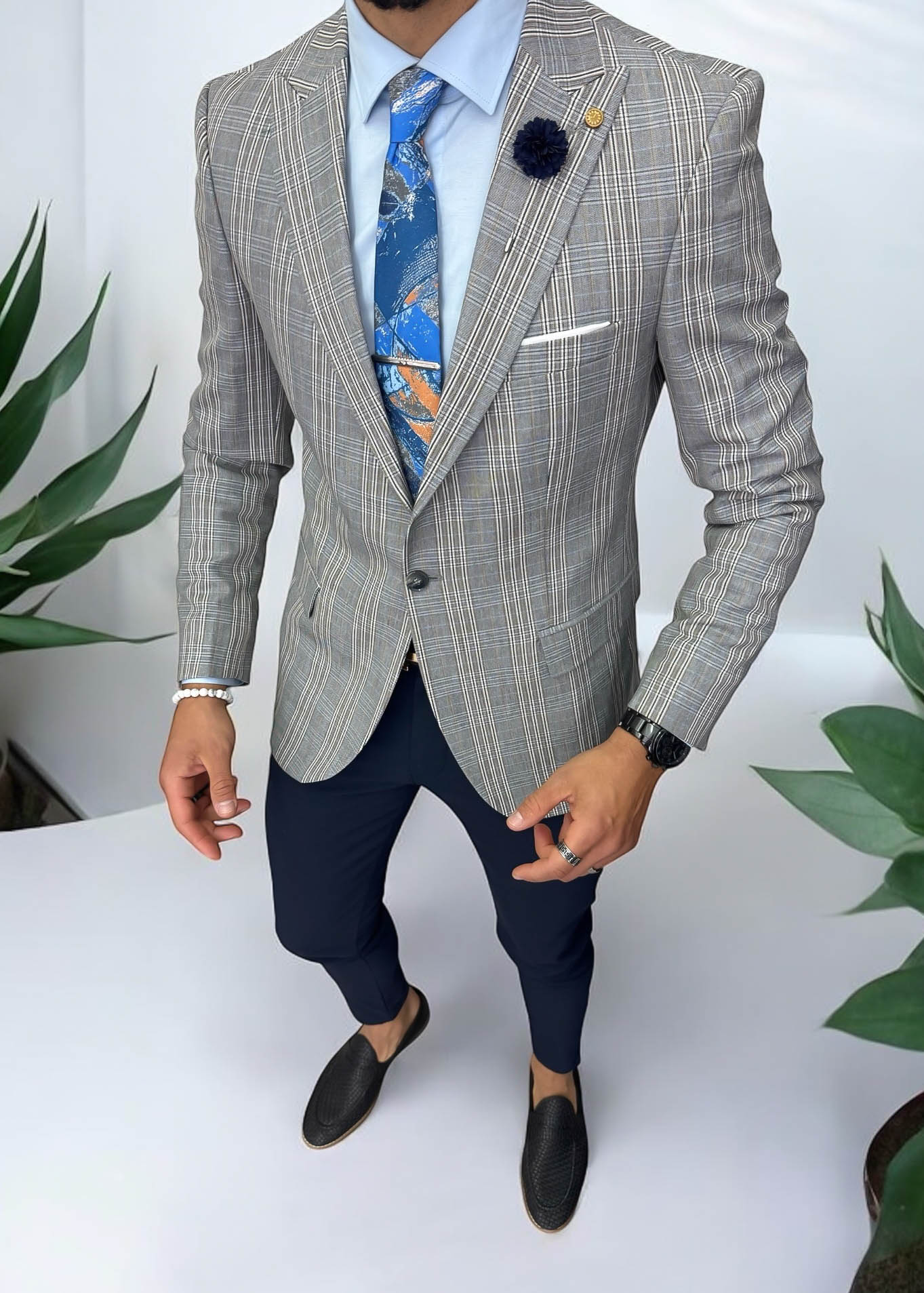 Sacou barbati slim fit gri 1031