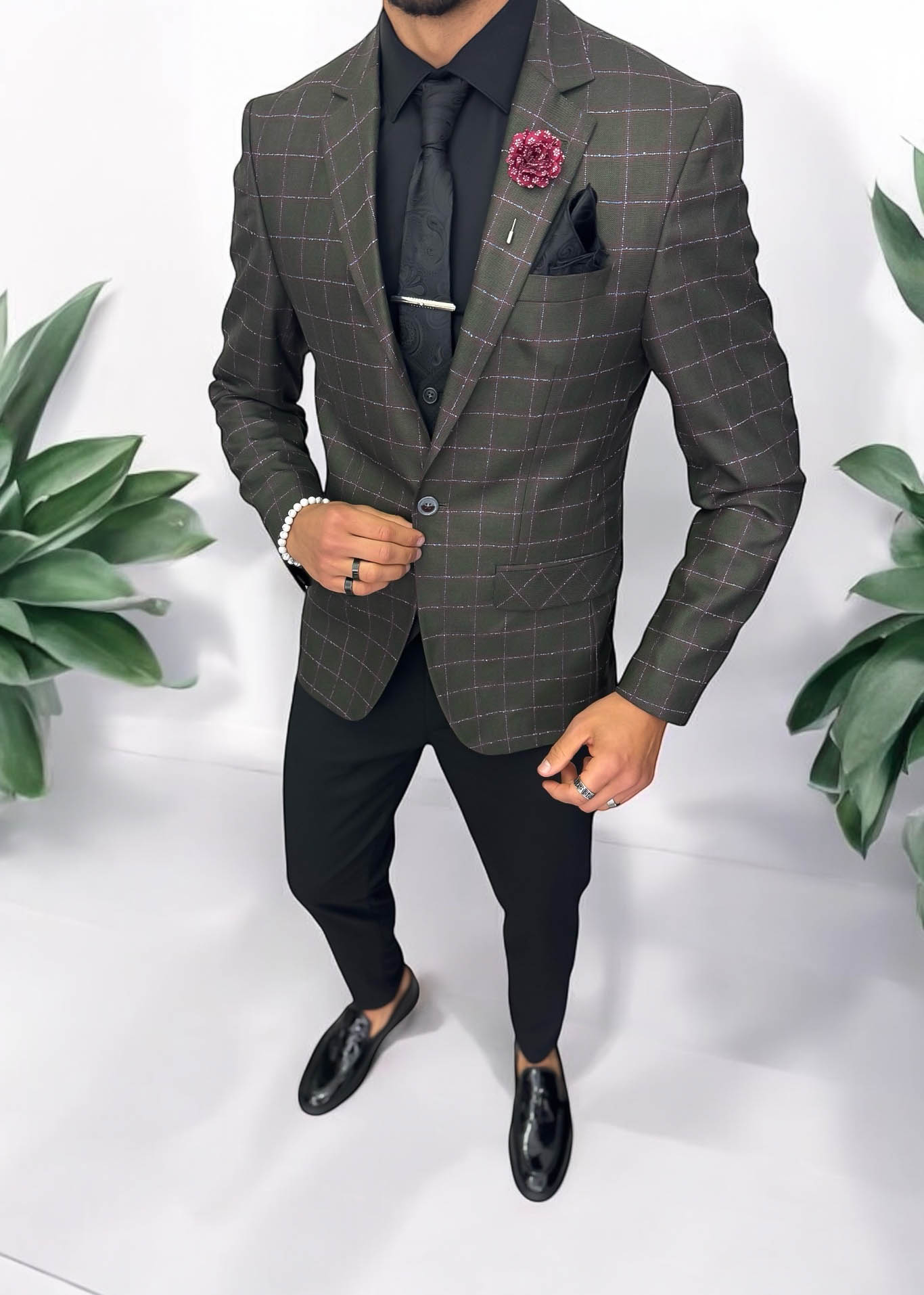 Costum barbati  slim fit sacou  pantaloni  vesta  cravata  batista  13194