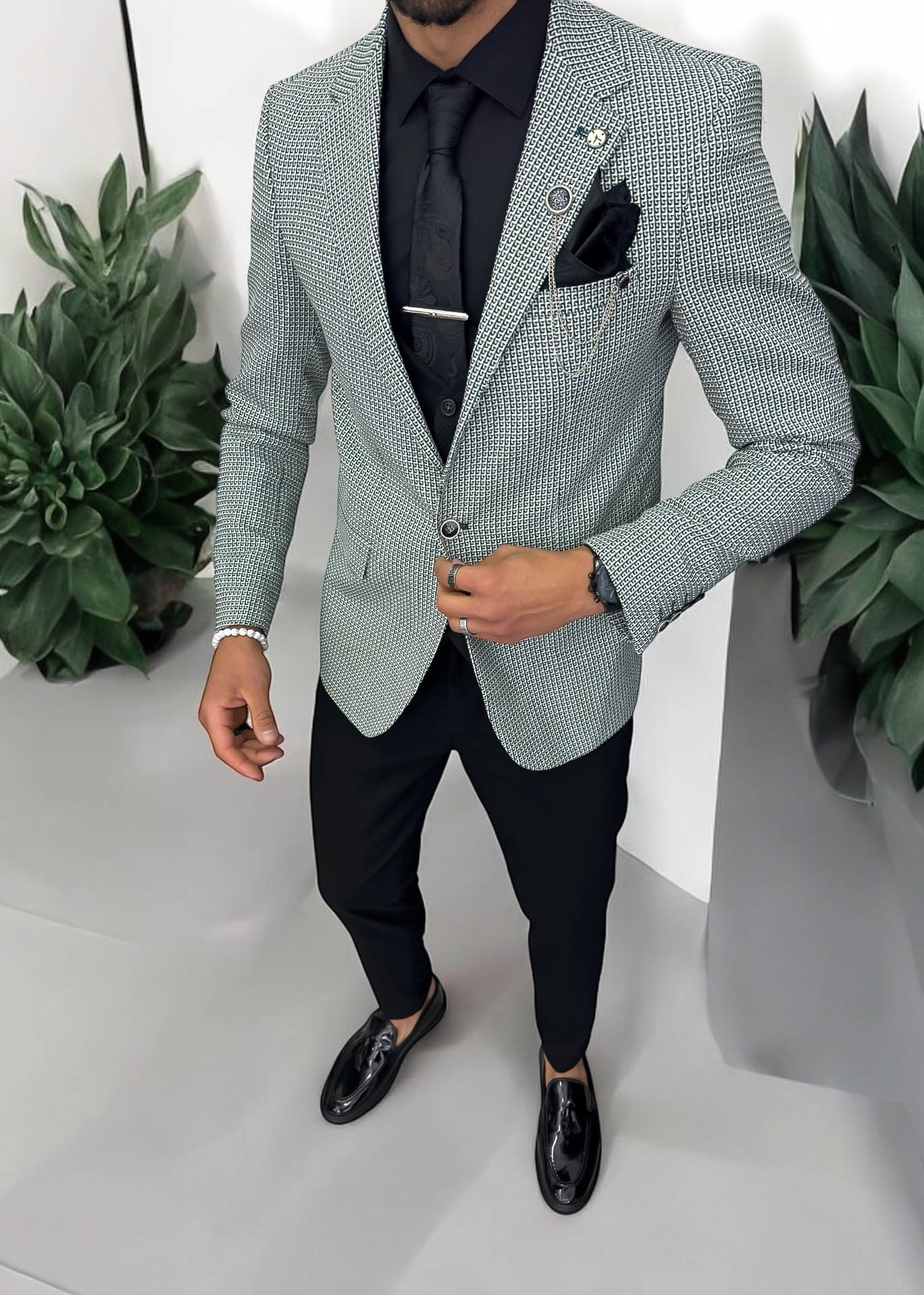 Sacou barbati slim fit verde 565