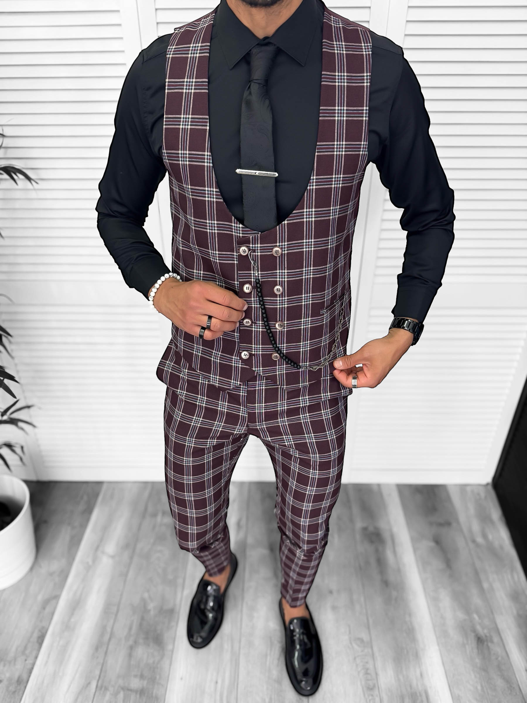 Tinuta barbati smart casual Pantaloni + Camasa+Vesta 13186