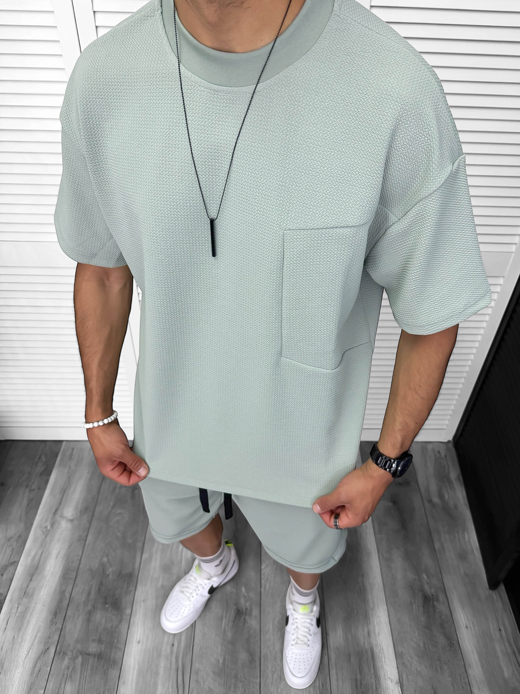 Compleu de vara  oversize  vernil  triocu + pantaloni 097 D6-2.1