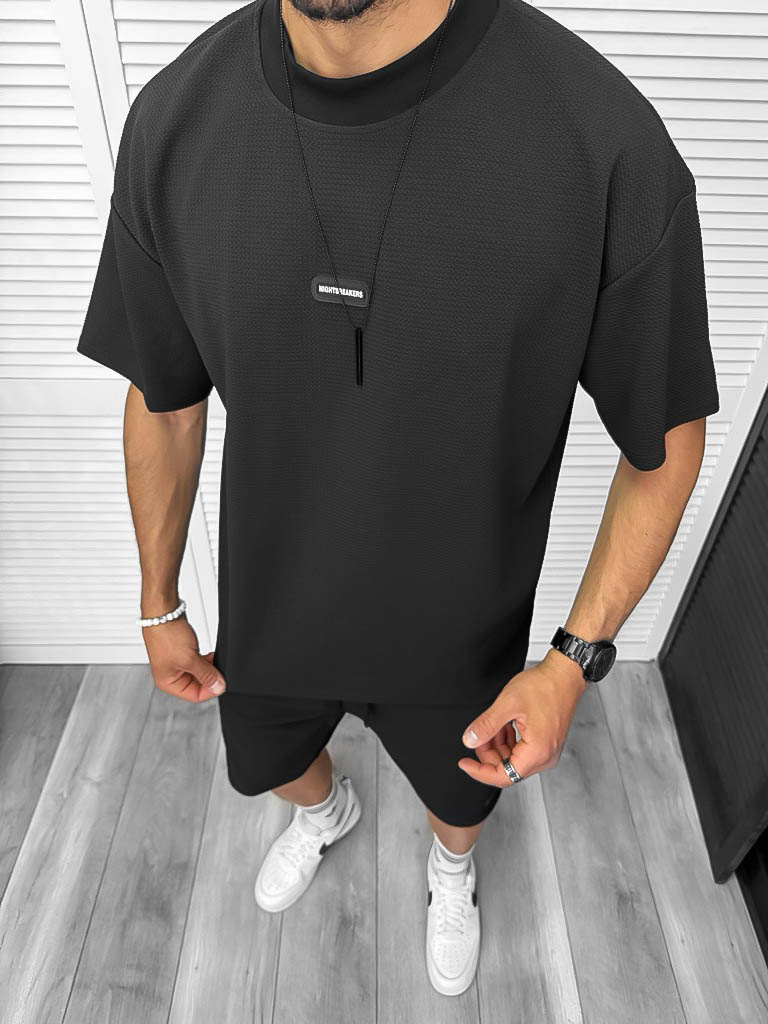 Compleu de vara  oversize  negru  triocu + pantaloni 099 D6-2.2