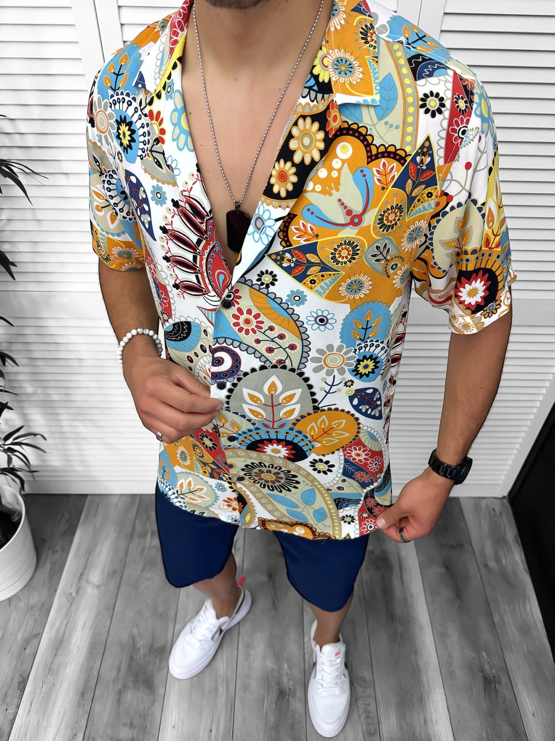 Compleu de vara camasa imprimeu  + pantaloni 13061