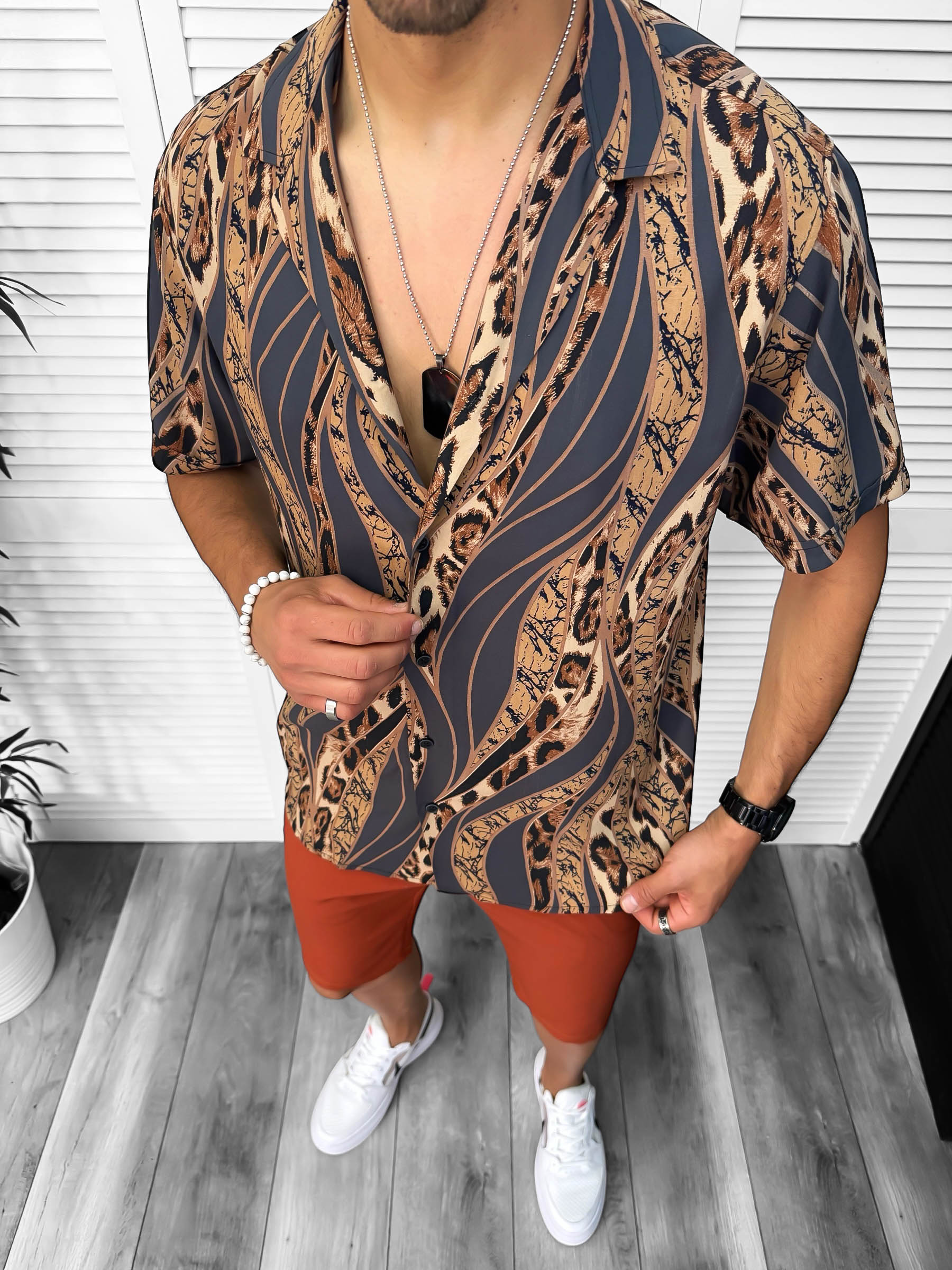 Compleu de vara camasa imprimeu  + pantaloni 13063