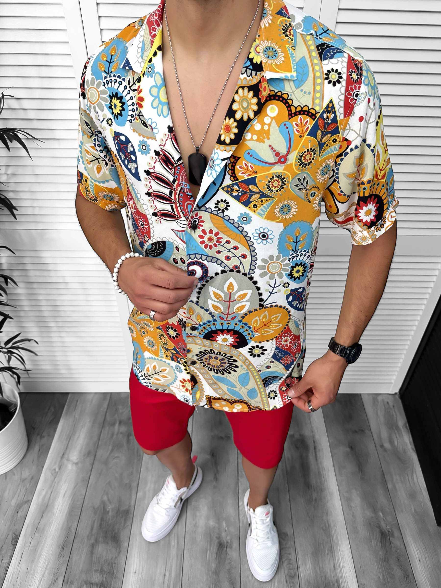 Compleu de vara camasa imprimeu  + pantaloni 13066