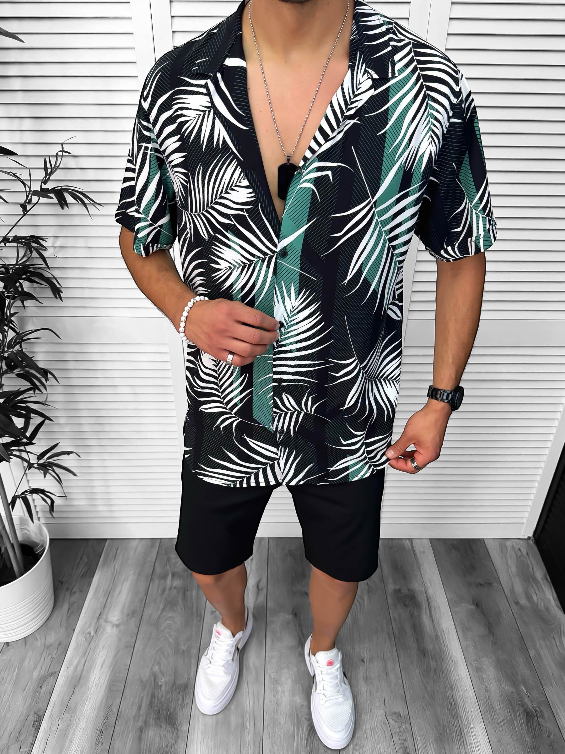 Compleu de vara camasa imprimeu  + pantaloni 13069