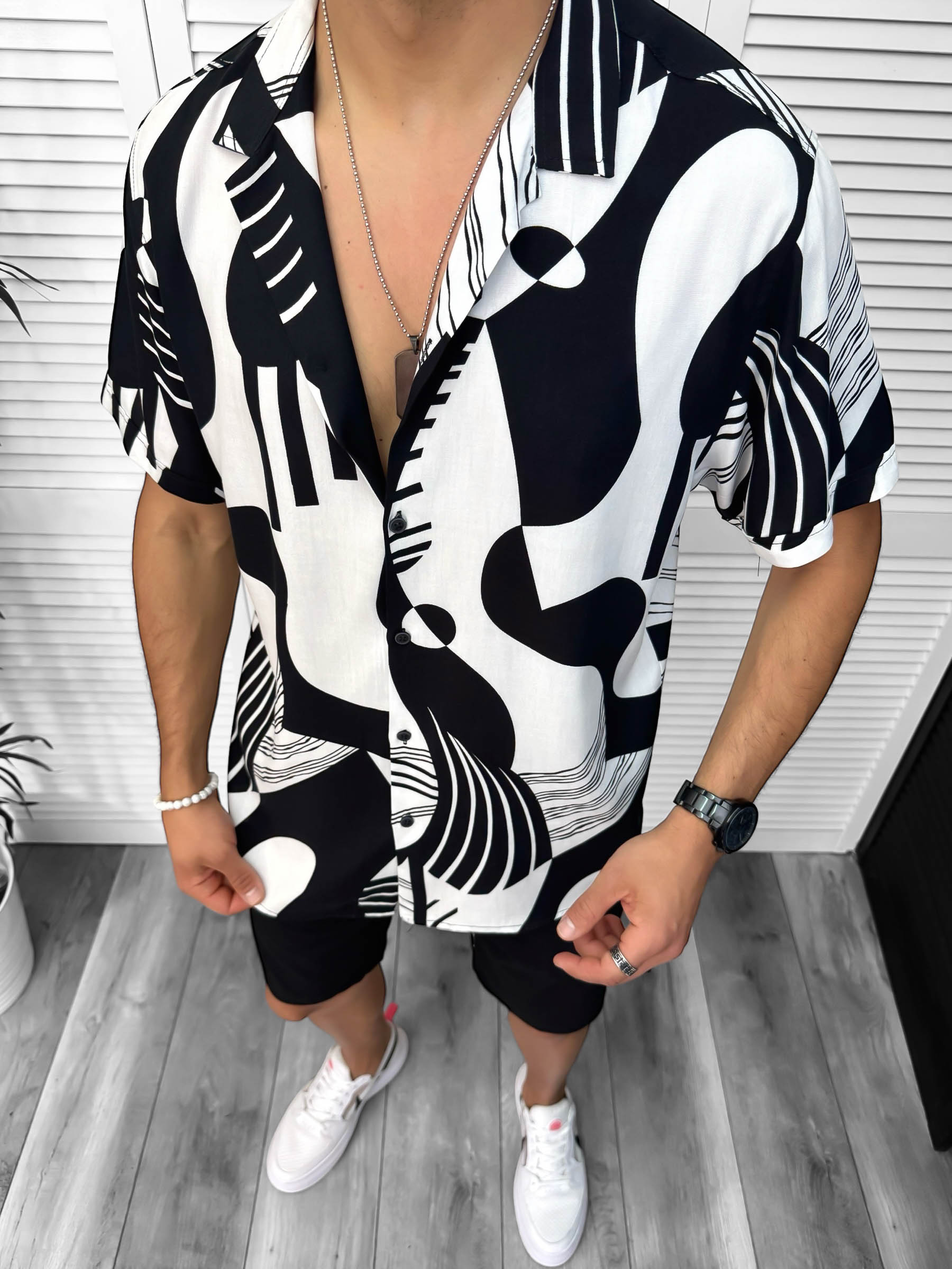 Compleu de vara camasa imprimeu  + pantaloni 13070