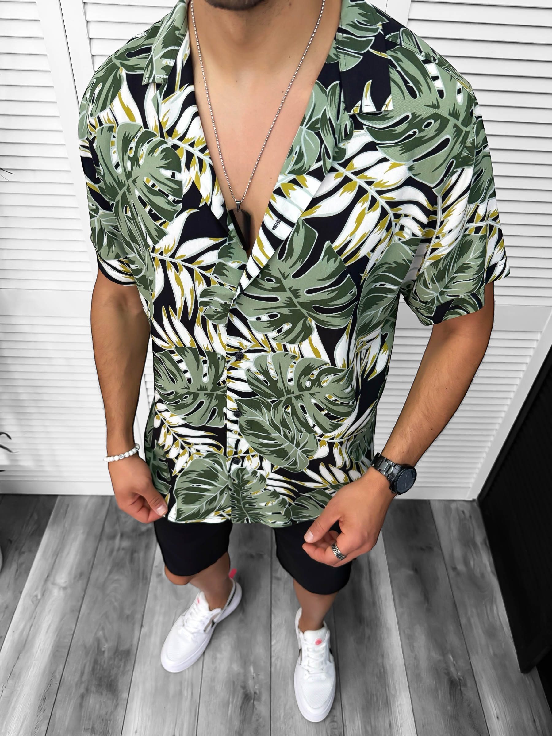Compleu de vara camasa imprimeu  + pantaloni 13071