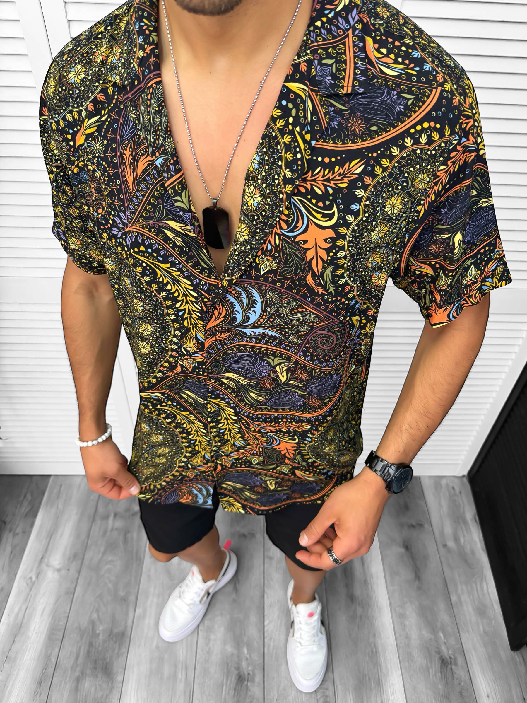 Compleu de vara camasa imprimeu  + pantaloni 13072