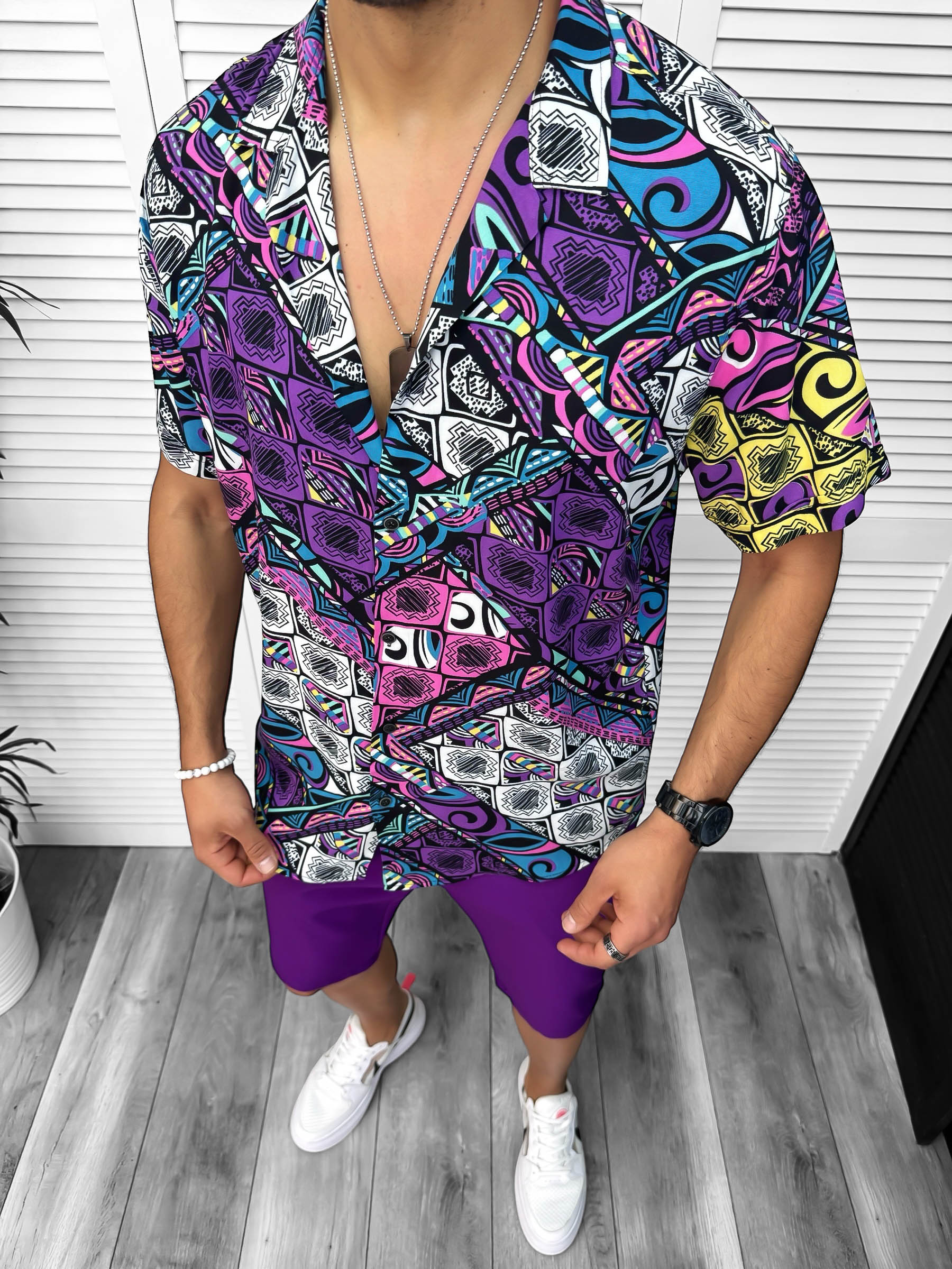 Compleu de vara camasa imprimeu  + pantaloni 13073
