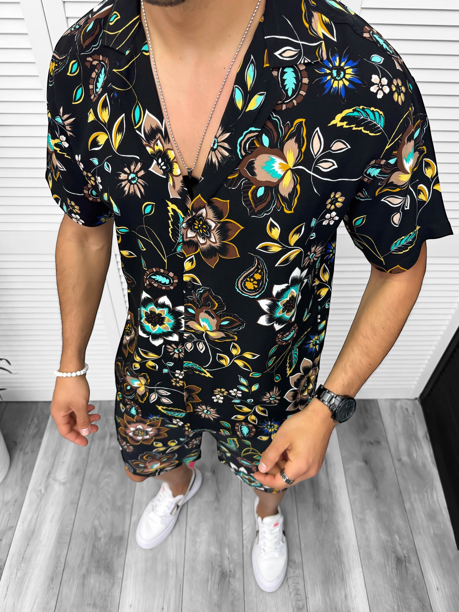 Compleu de vara camasa imprimeu  + pantaloni 13081