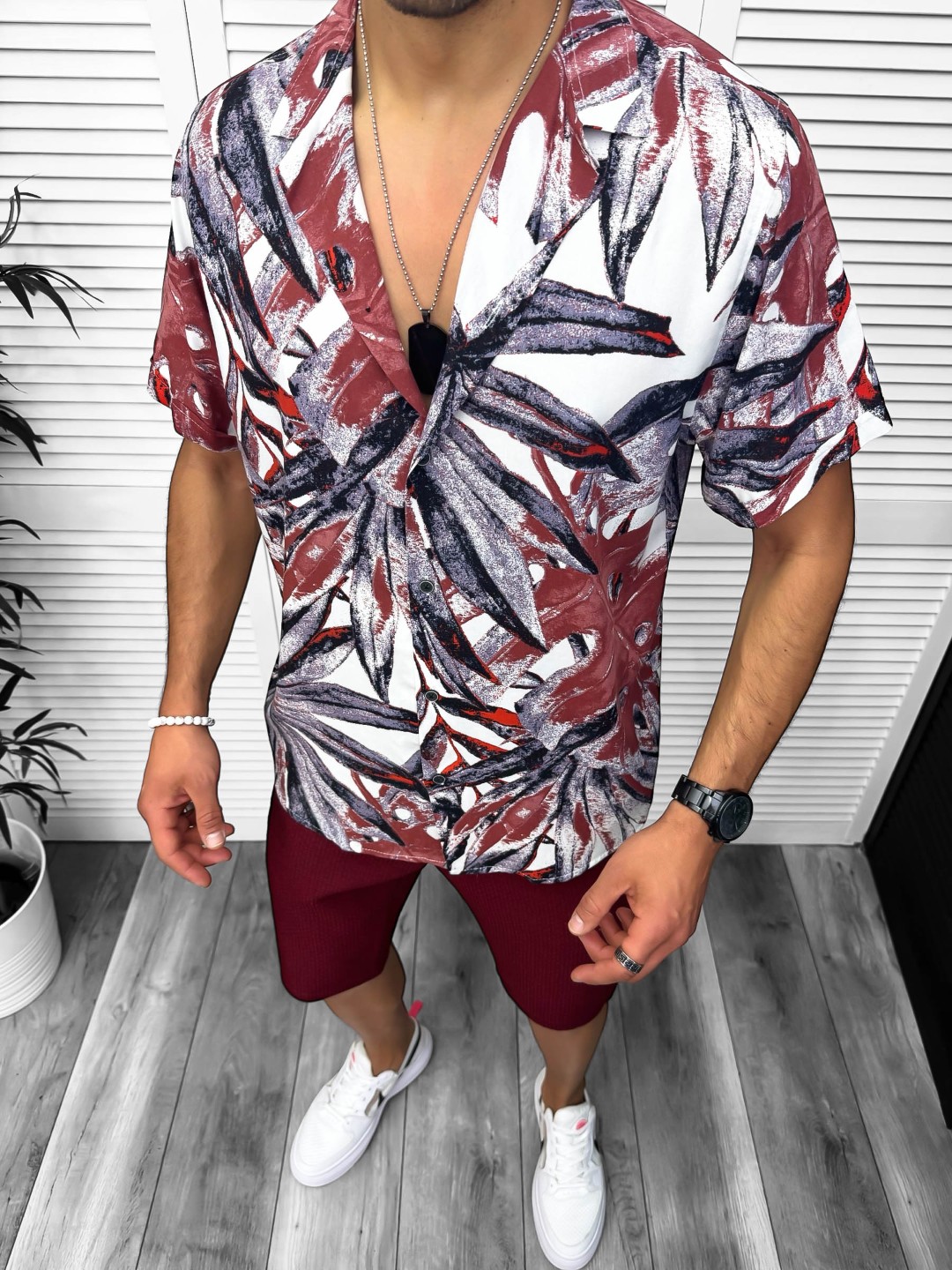 Compleu de vara camasa imprimeu  + pantaloni 13054