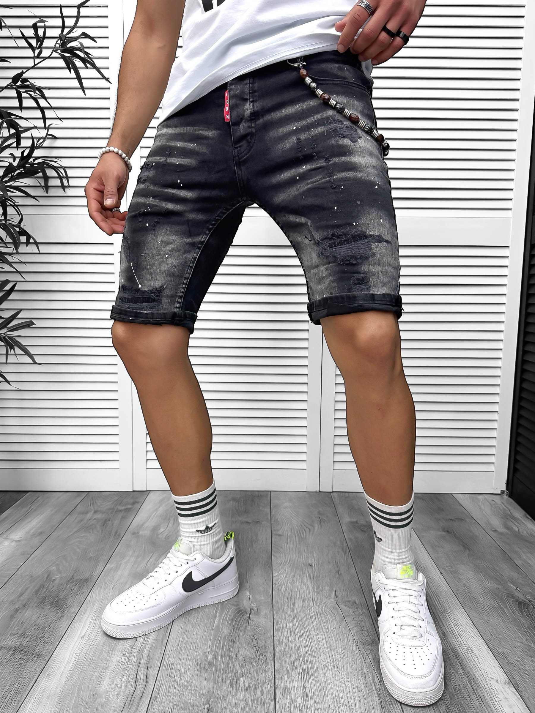 Blugi barbati scurti conici negri 5723