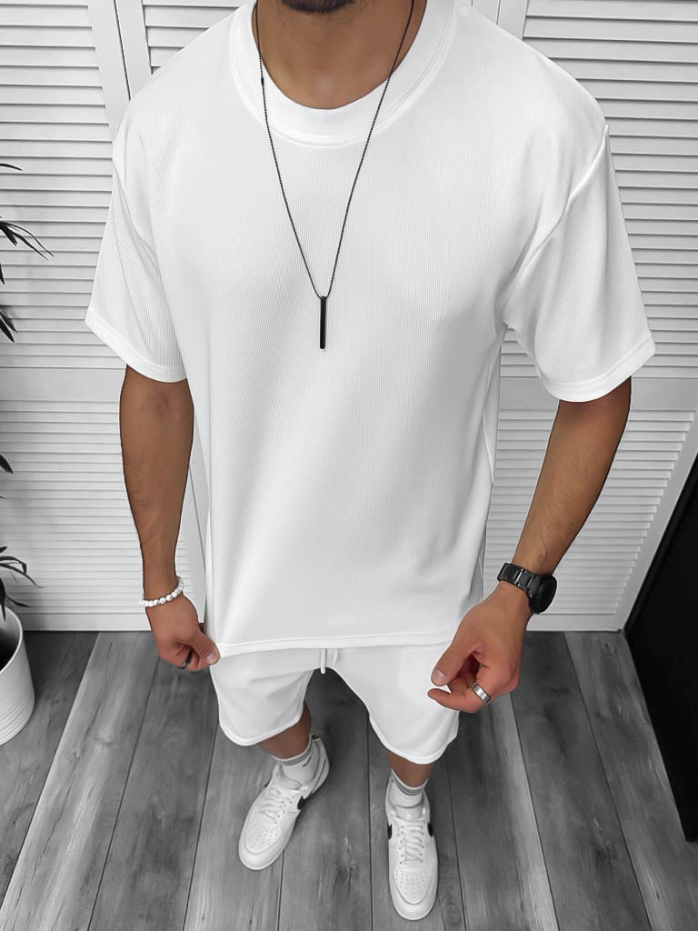Compleu de vara  alb  triocu + pantaloni 8206A