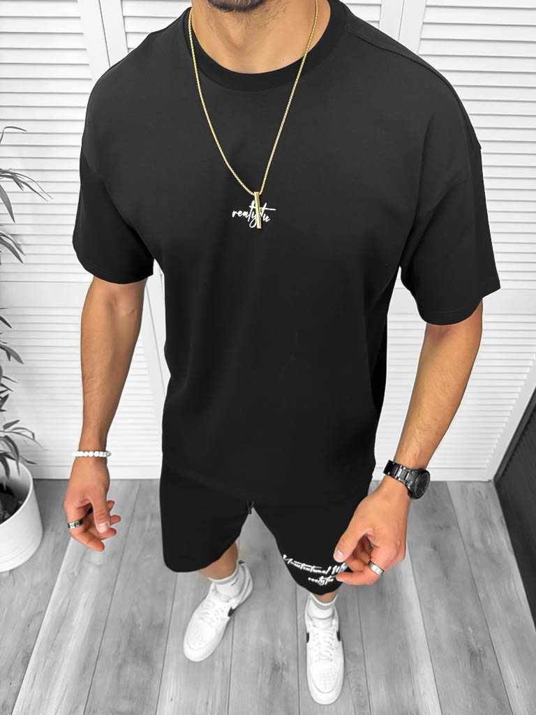 Compleu de vara  negru  tricou + pantaloni y250