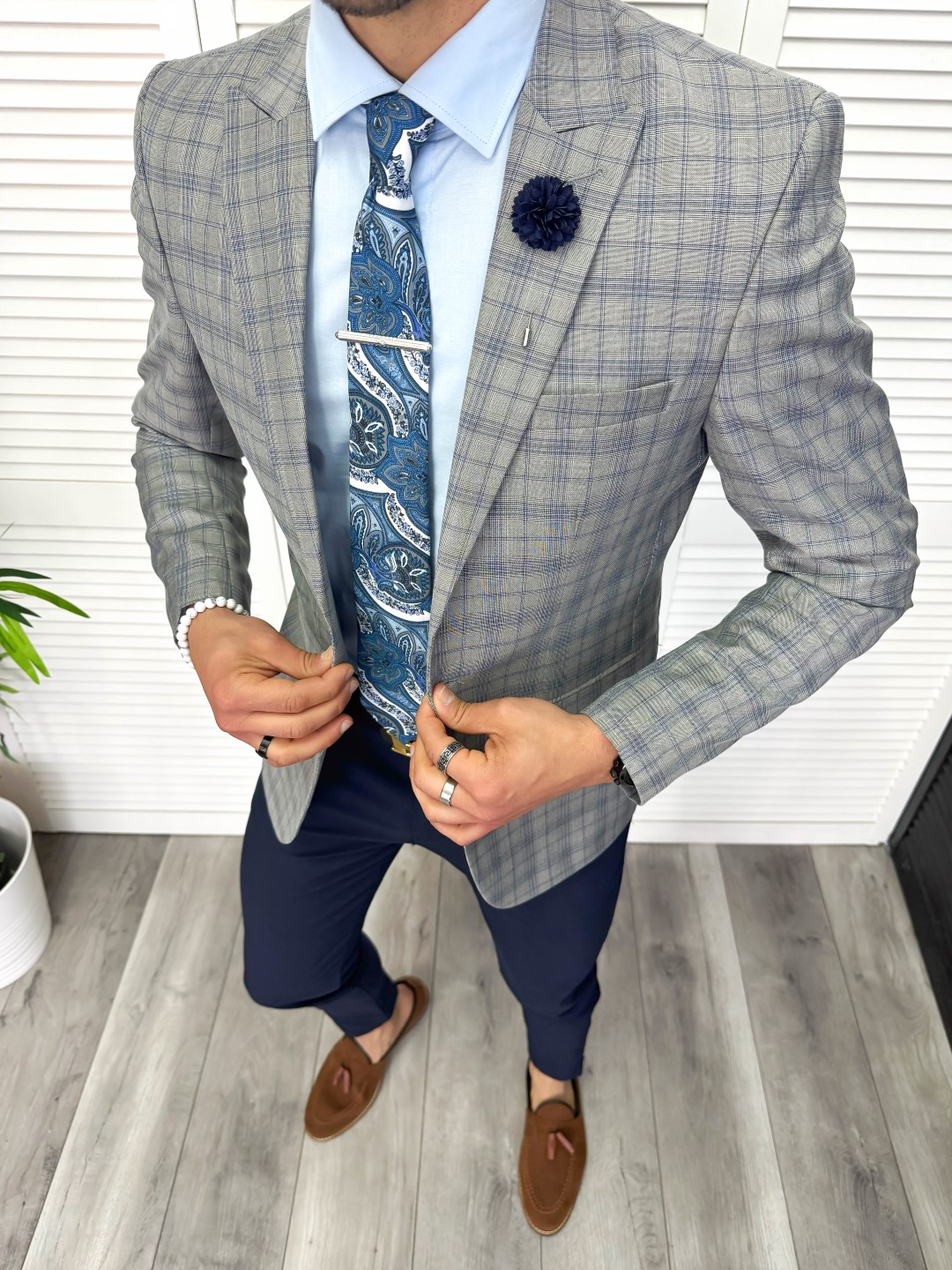 Sacou barbati slim fit in carouri 611