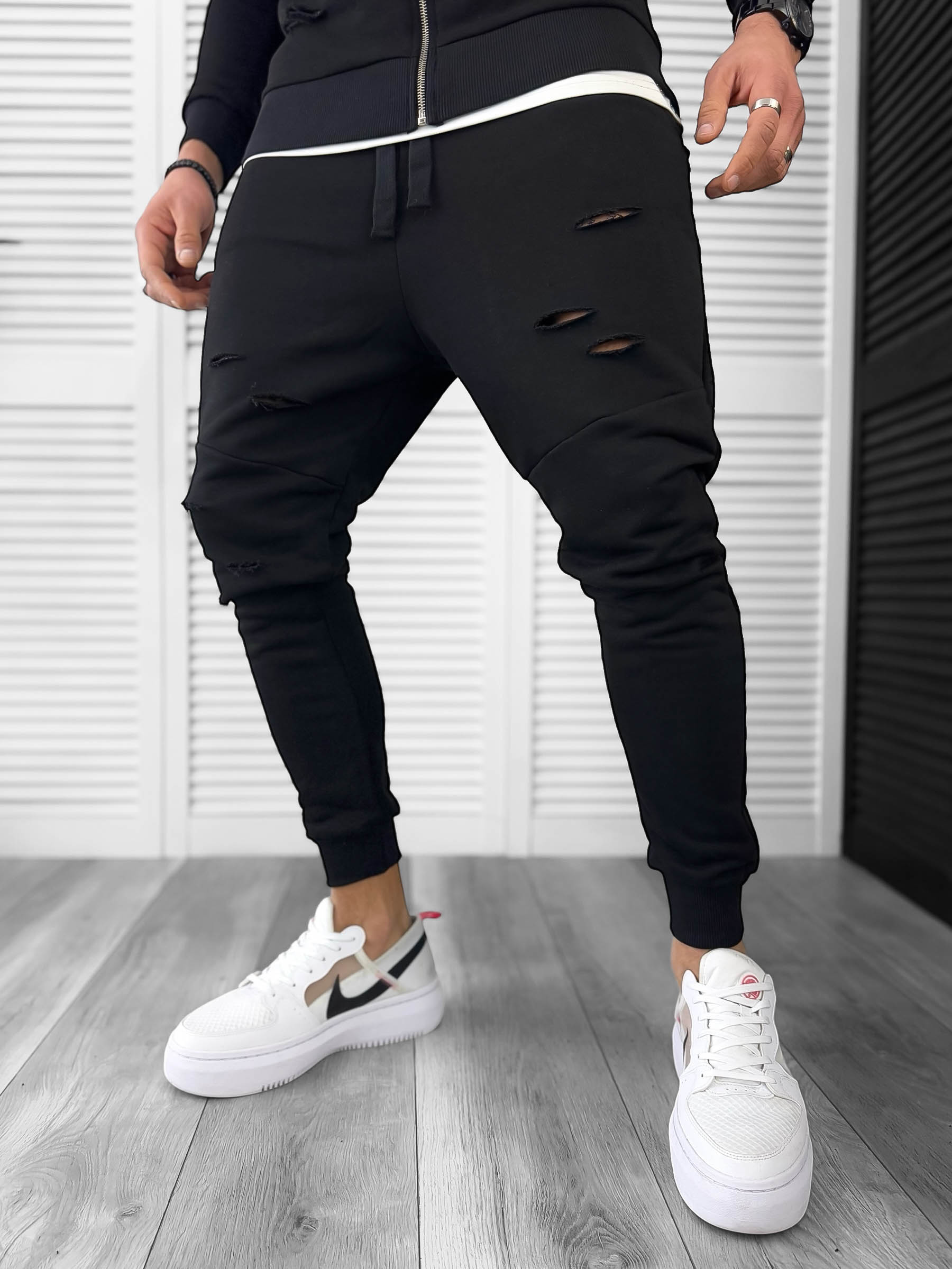 Pantaloni de trening negri  cargo  13037