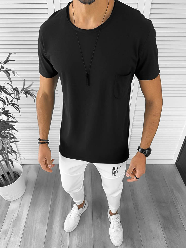 Tricou barbati negru slim fit 12996 k10