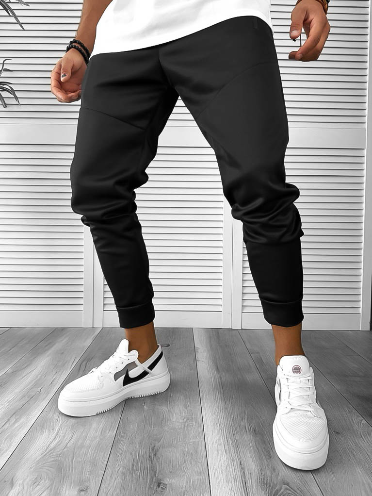 Pantaloni de trening negru silon conici 12930